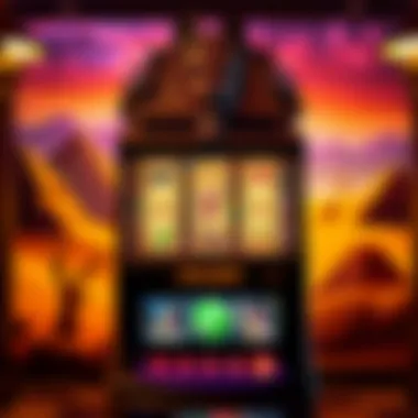 Thematic Backdrop of Anubis Slot Machine Inspired by Ancient Egypt Thematic backdrop of the Anubis slot machine highlighting desert landscapes