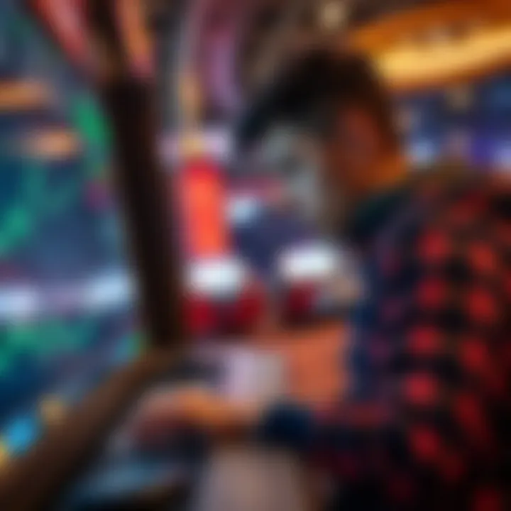 Close-up of a player analyzing game statistics.