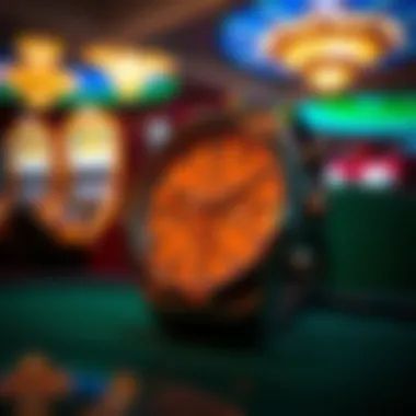 Reflection of Luxury: Bulova's Role in Gaming Environments Close-up of a Bulova timepiece reflecting casino lights