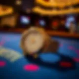 Elegant Bulova watch displayed on a felt casino table