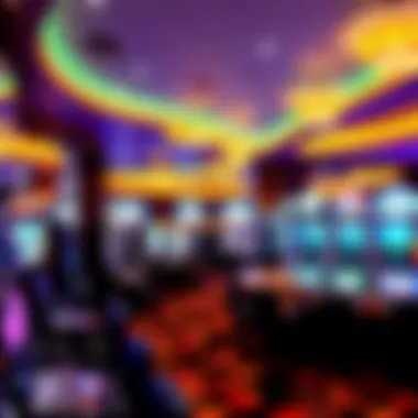 Diverse Gaming Options at Caesars Casino A vibrant gaming floor with various table games and slot machines