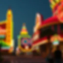 Vibrant casino exterior with neon lights at night