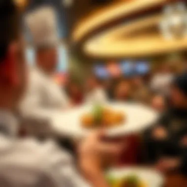 Showcasing Signature Dishes at Red Rock Casino A chef presenting a signature dish to an appreciative audience