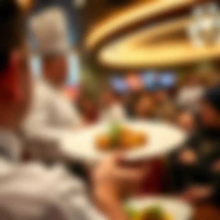 Showcasing Signature Dishes at Red Rock Casino A chef presenting a signature dish to an appreciative audience