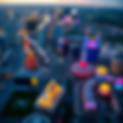 Aerial view of a bustling casino district