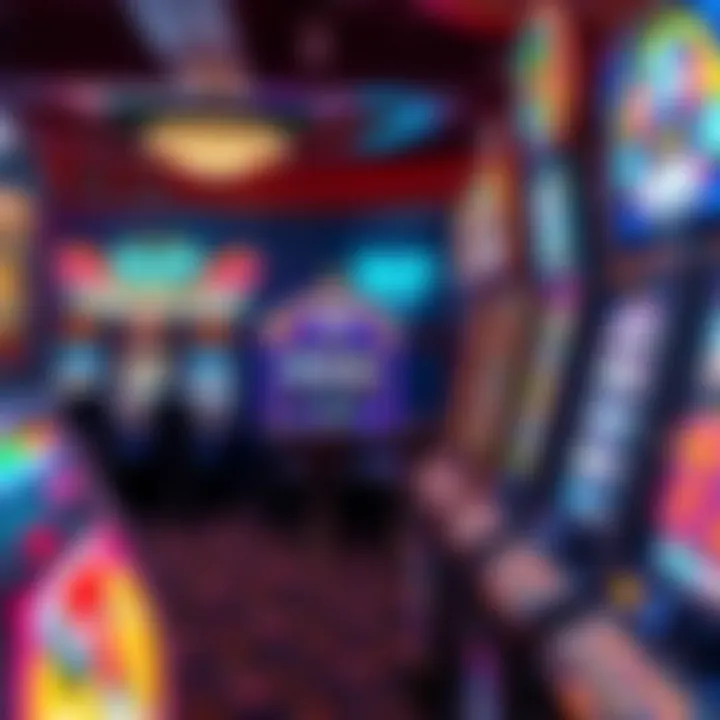 An array of diverse slot machines in a vibrant casino setting