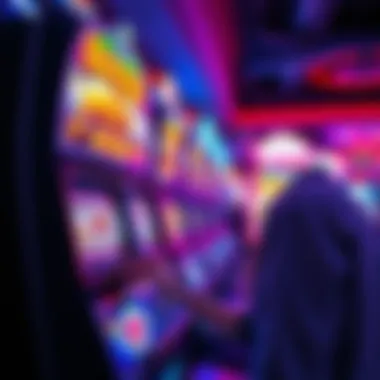 Player Engagement with Buffalo Slot Player engaging with a buffalo slot machine in a vibrant casino setting