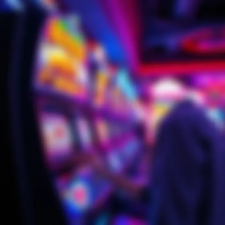 Player Engagement with Buffalo Slot Player engaging with a buffalo slot machine in a vibrant casino setting