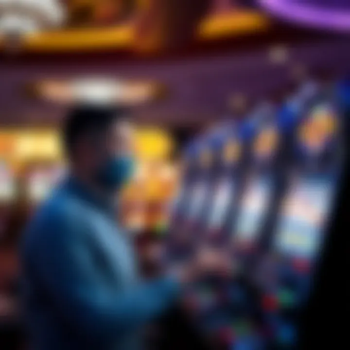 Player engaging with a free slot machine in a casino