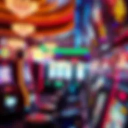 Vibrant scene of a Las Vegas casino showcasing slot machines