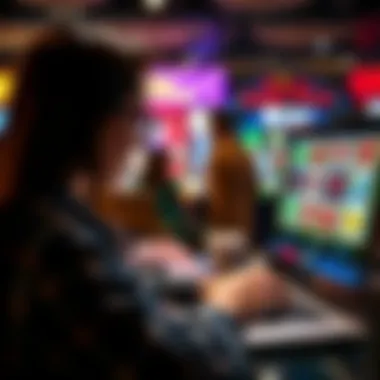 User enjoying free online slots on a laptop