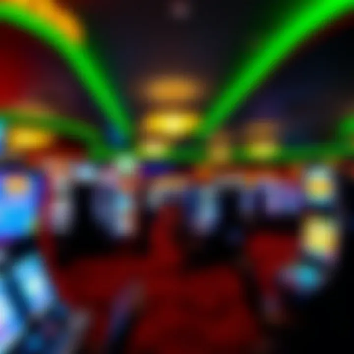 Vibrant gaming floor filled with various slot machines and gaming tables