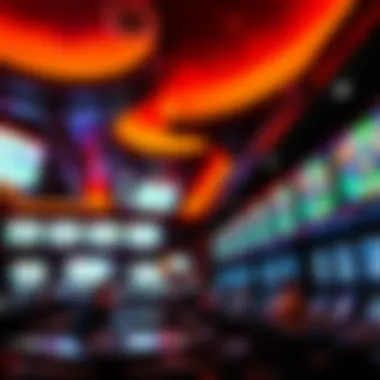 MGM Sportsbook Ambience Inside view of MGM Sportsbook with patrons placing bets