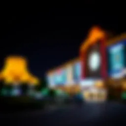 Dramatic view of a new Mississippi casino illuminated at night