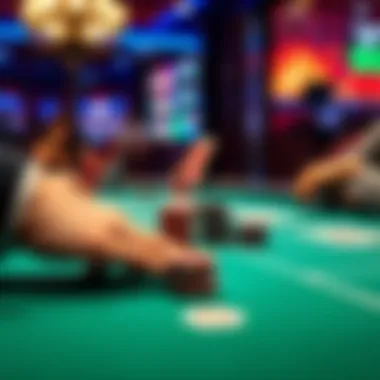 A close-up view of a strategic move during a poker game