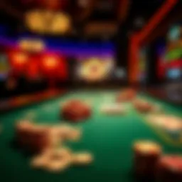 A vibrant poker table filled with chips and cards