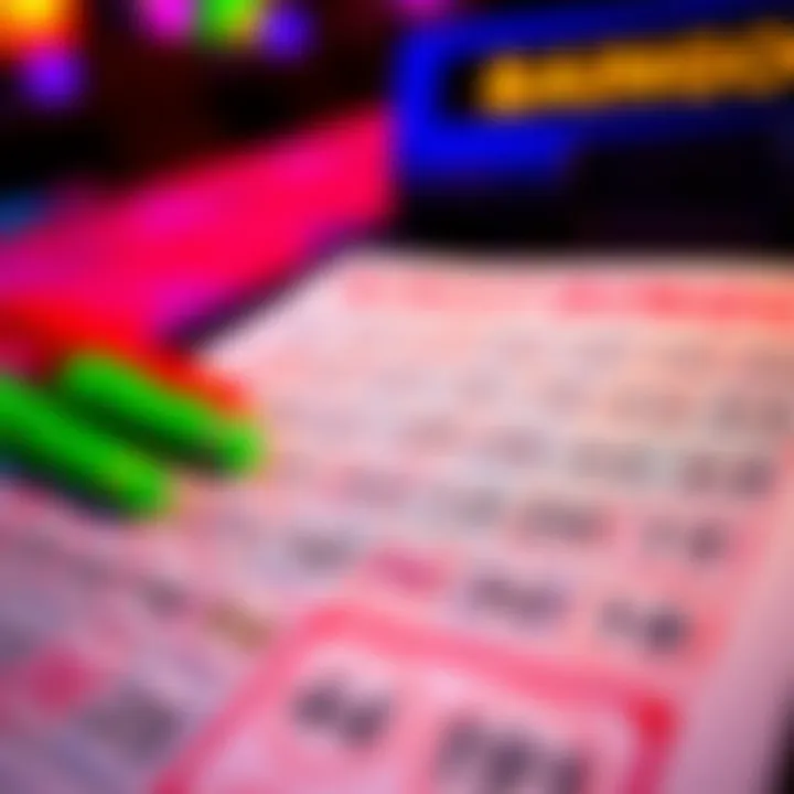 Bingo Game Dynamics A bingo card filled with colorful markers and numbers, showcasing game dynamics