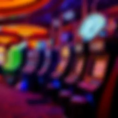 Diverse Poker Machines in a Casino An array of poker machines in a vibrant casino setting.