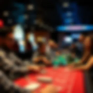 Exciting Gaming Experience Exciting gaming tables with players engaged in action