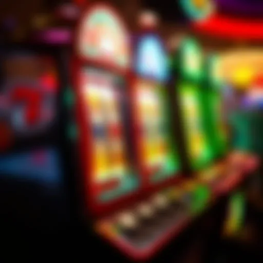 Colorful slot machine with spinning reels