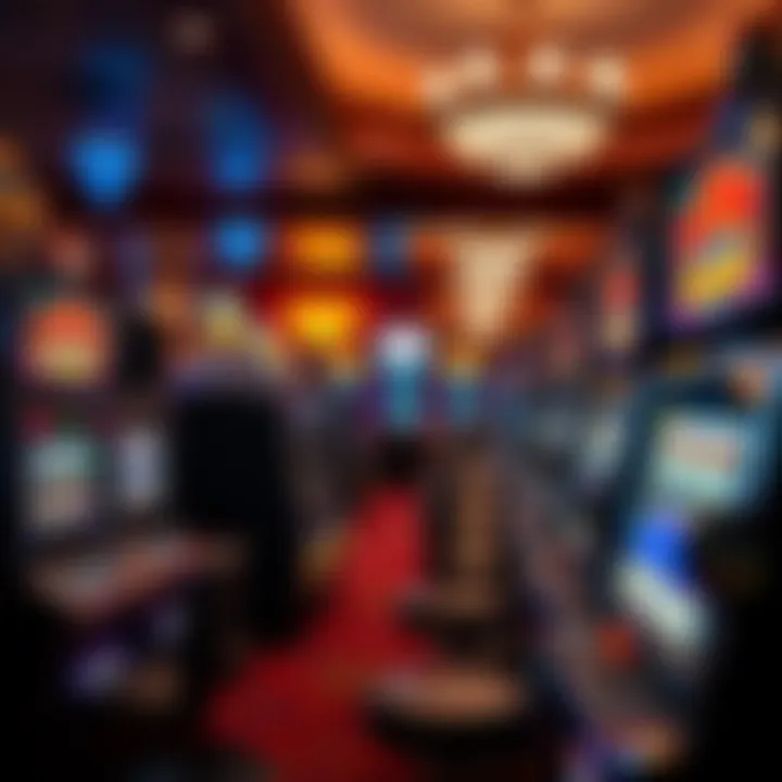 Casino Interior with Penny Slots Casino interior showcasing rows of penny slot machines