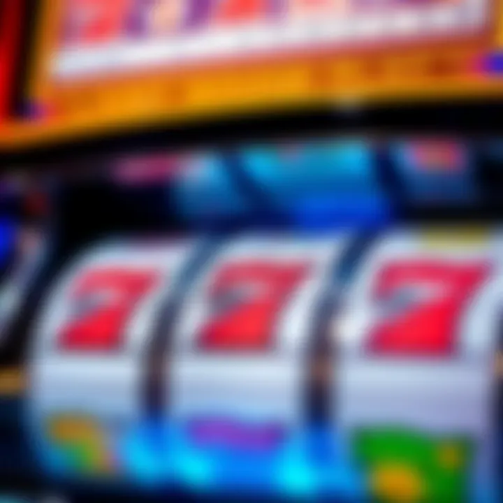 Close-up of three reel slot symbols in play