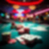 A vibrant poker table showcasing a mix of chips and cards