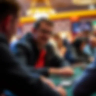 A charismatic poker player at a tournament showcasing strategy