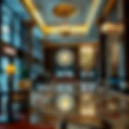 Luxurious hotel lobby showcasing opulent decor and ambiance