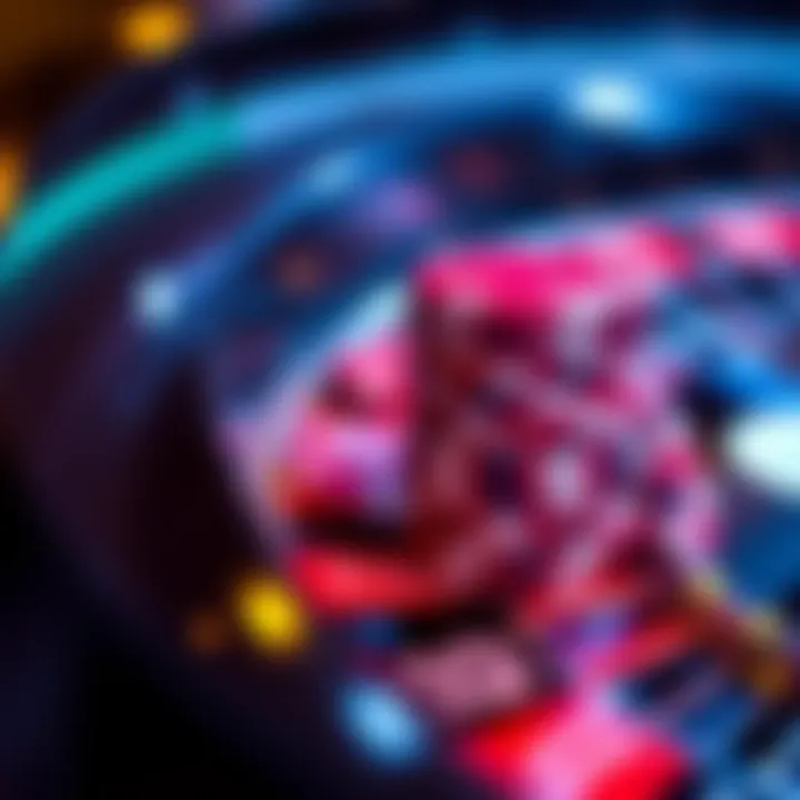 Close-up of roulette chips on a digital interface