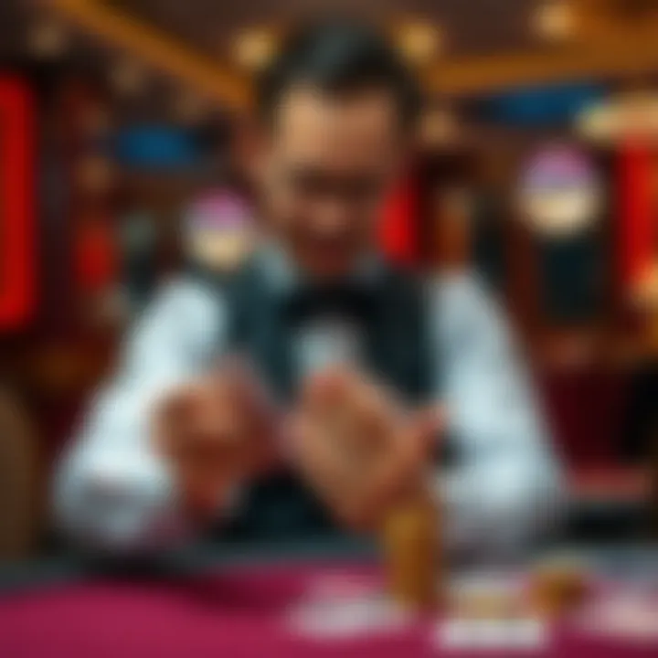 Mastering Card Techniques A professional dealer demonstrating card handling techniques