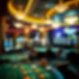 A vibrant casino floor showcasing various gaming tables