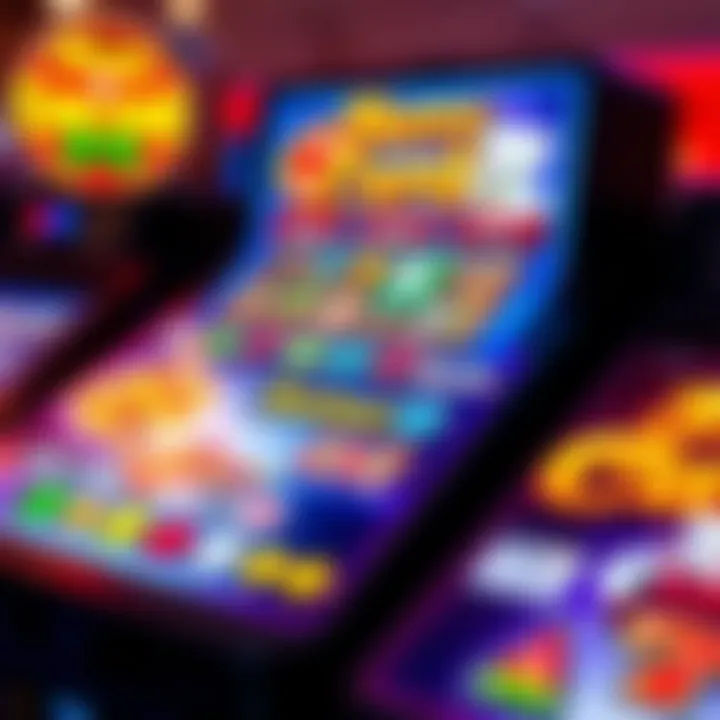 Digital Scratch Card Interface A vibrant digital scratch card interface showcasing various themes and rewards