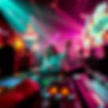 Live DJ Experience in Las Vegas Nightlife Dynamic DJ performance at a bustling nightclub