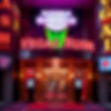 Exterior view of Vegas Rush Casino showcasing its vibrant signage