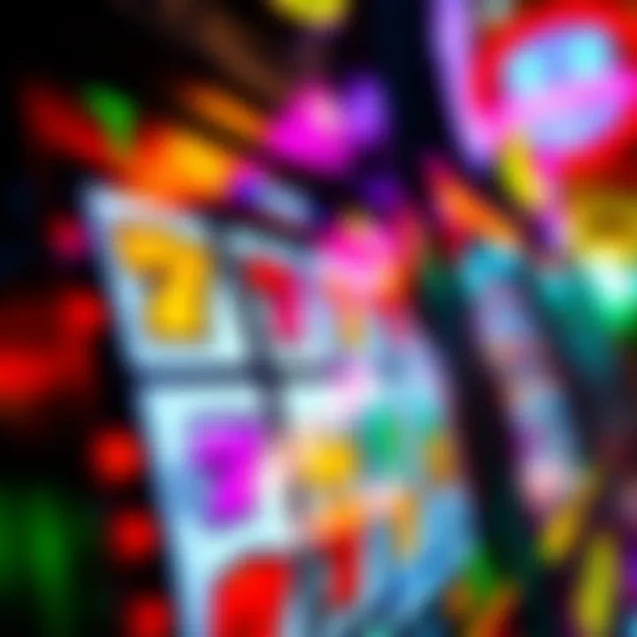 Vibrant Slot Machine Graphics Close-up of a slot machine screen displaying vibrant graphics
