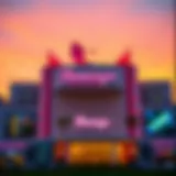 A stunning view of the Flamingo Casino facade at sunset