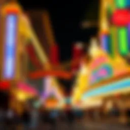 Vibrant lights illuminating Fremont Street at night