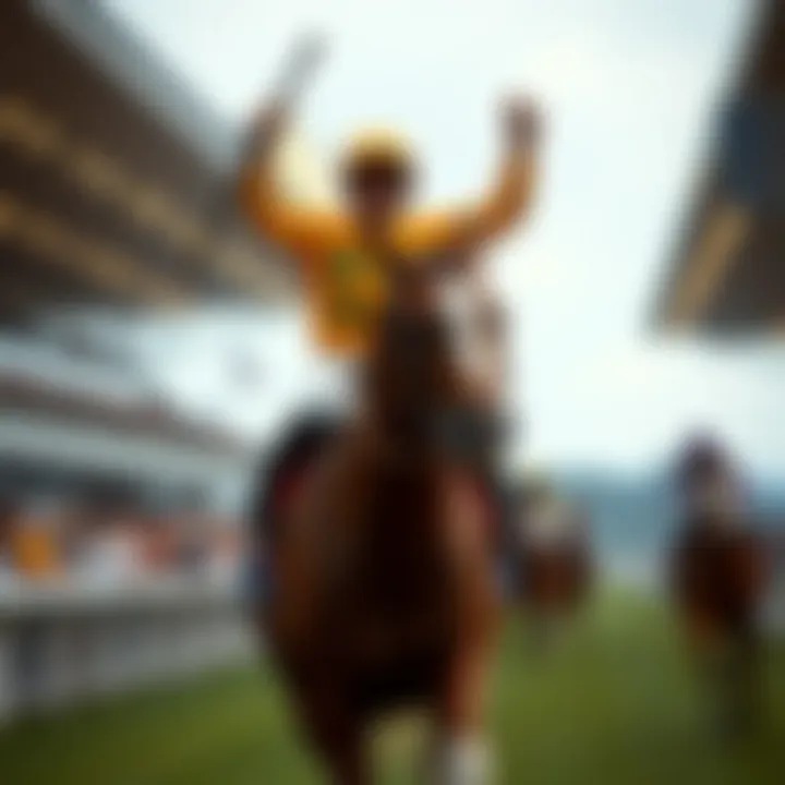 Jockey Celebrating a Win A jockey leading a horse to victory