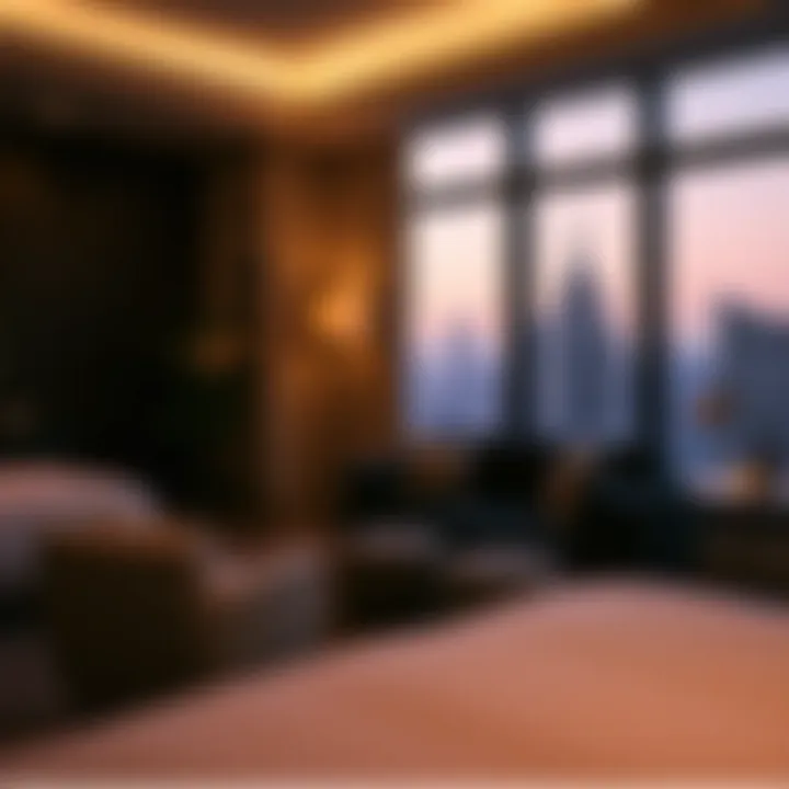 Relax in Luxurious Accommodations Opulent hotel room featuring modern amenities and stunning city views