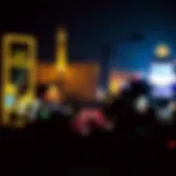 Iconic Las Vegas light show illuminating the Strip at night