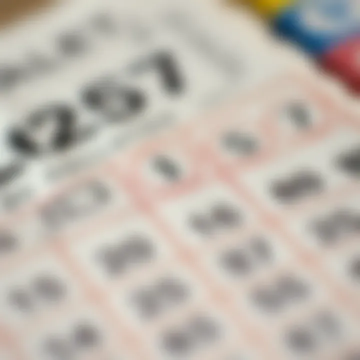 A close-up view of a lottery ticket with clear numbers and symbols.