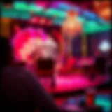 A vibrant lounge scene in Las Vegas, showcasing performers on stage