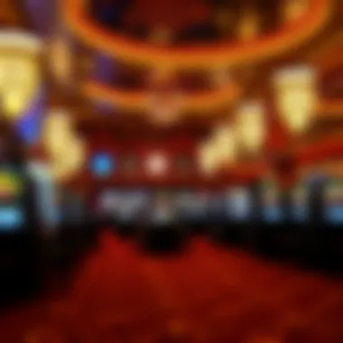 Luxurious Casino Interior The lavish interior of a famous Las Vegas casino featuring ornate decorations and gaming tables.