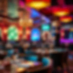 A stylish dining area at Mama Mia Las Vegas showcasing vibrant decor and ambiance.