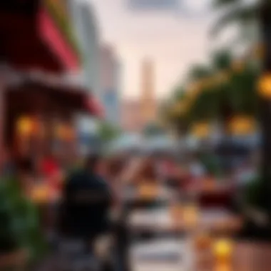 Inviting Outdoor Dining Experience A vibrant outdoor seating area filled with guests enjoying their meals and the atmosphere.