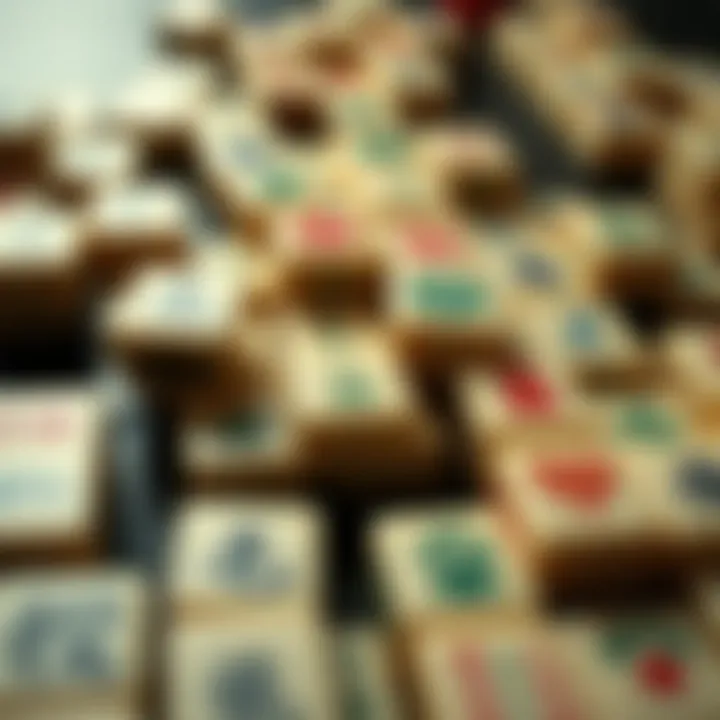 A detailed layout of Mahjong tiles showcasing their unique designs