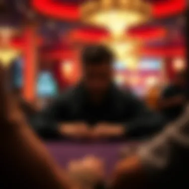 Strategic Reflection in Texas Hold'em A player contemplating their next move at a poker table