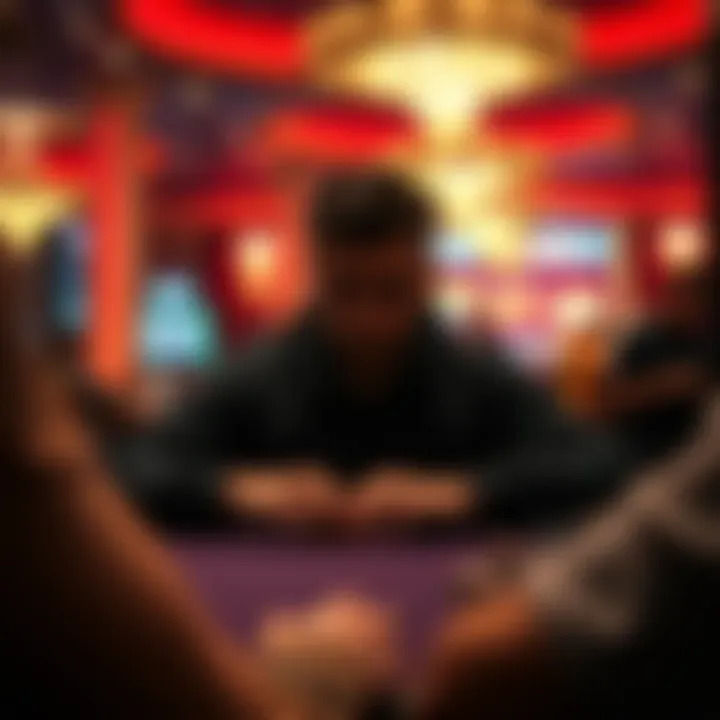 Strategic Reflection in Texas Hold'em A player contemplating their next move at a poker table