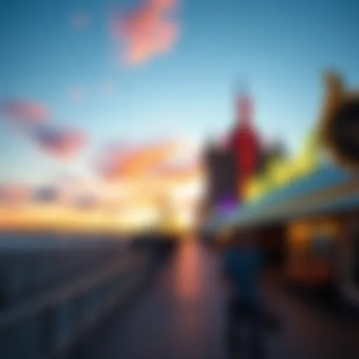 The iconic Atlantic City Boardwalk at sunset, showcasing its vibrant atmosphere